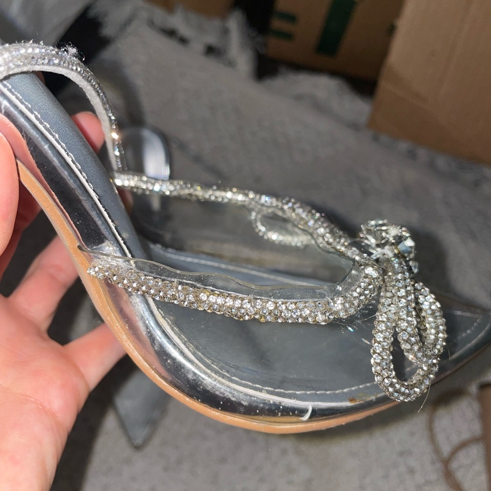 Cape Robbin‎ Silver Crystal Embellished Bow Heels - Picture 5 of 14